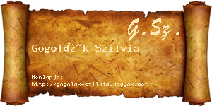 Gogolák Szilvia névjegykártya